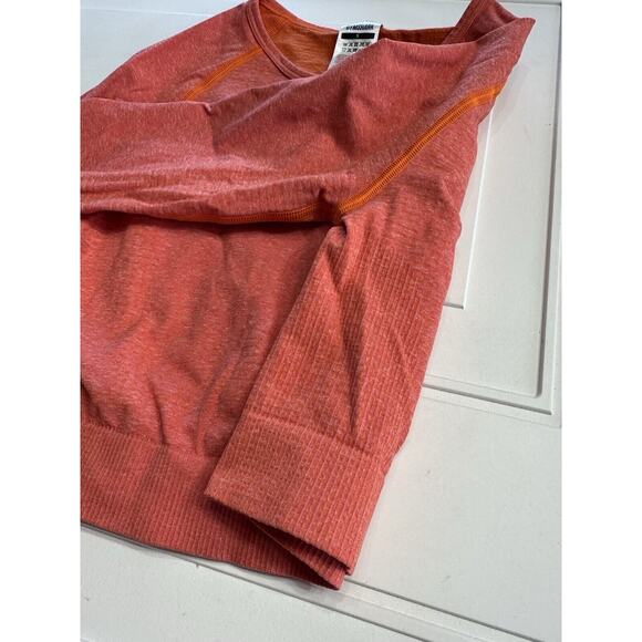 Gymshark Vital Seamless 2.0 Crop Top in Orange Long Sleeves Sz Small - Picture 4 of 6